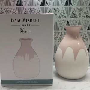 Isaac Mizrahi Pink and Cream Ceramic Vase